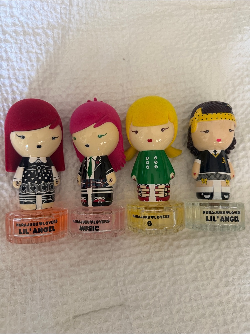 Harajuku Lovers perfume Figures set of 4 Gwen Stefani vintage bottles Y2K